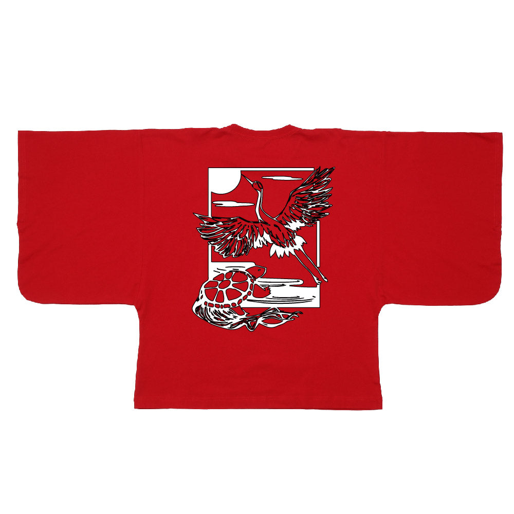 【還暦KIMONOT】花結び&鶴亀デザイン(お名前、生年月日プリント可能!)