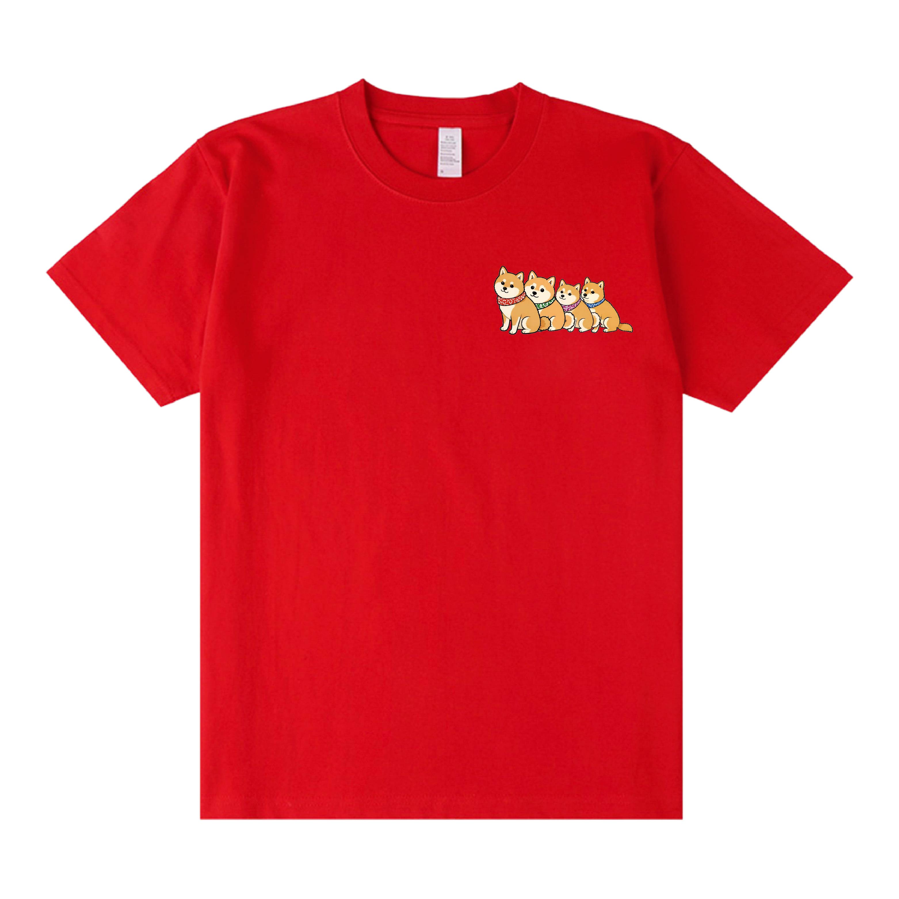 豆柴おもしろ4兄妹「なかよし4兄妹」Tシャツ