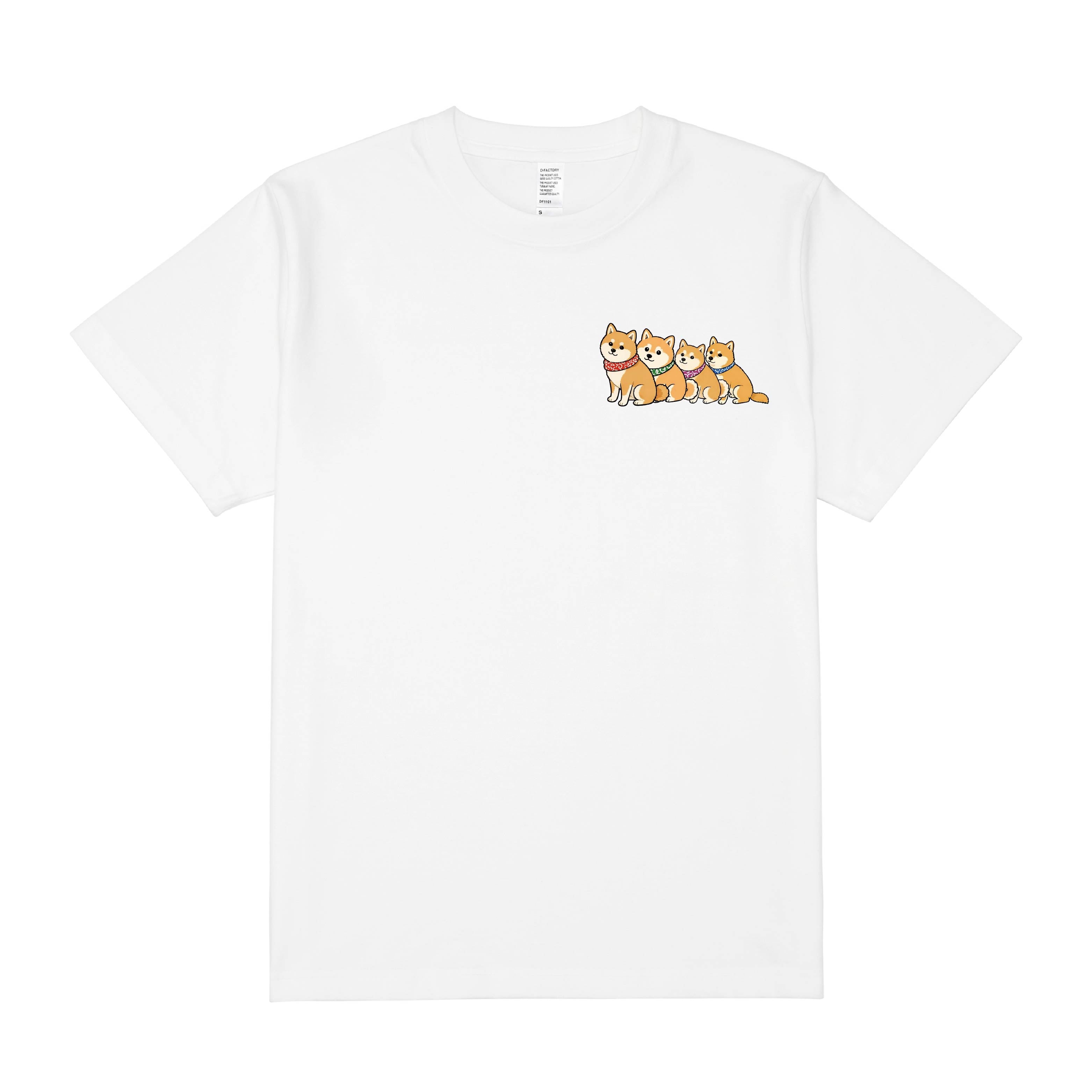 豆柴おもしろ4兄妹「なかよし4兄妹」Tシャツ