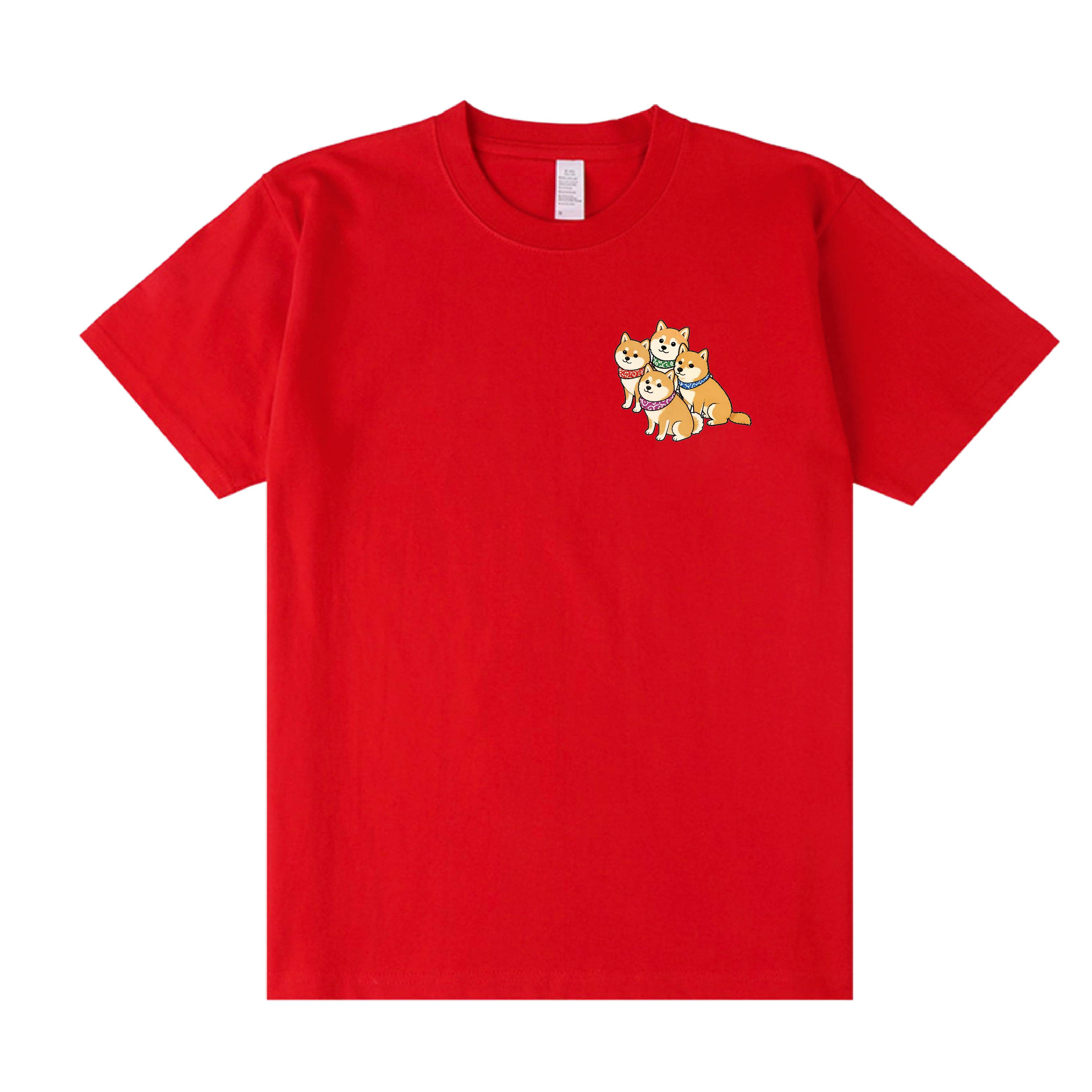 豆柴おもしろ4兄妹「わちゃわちゃ４兄妹」Tシャツ