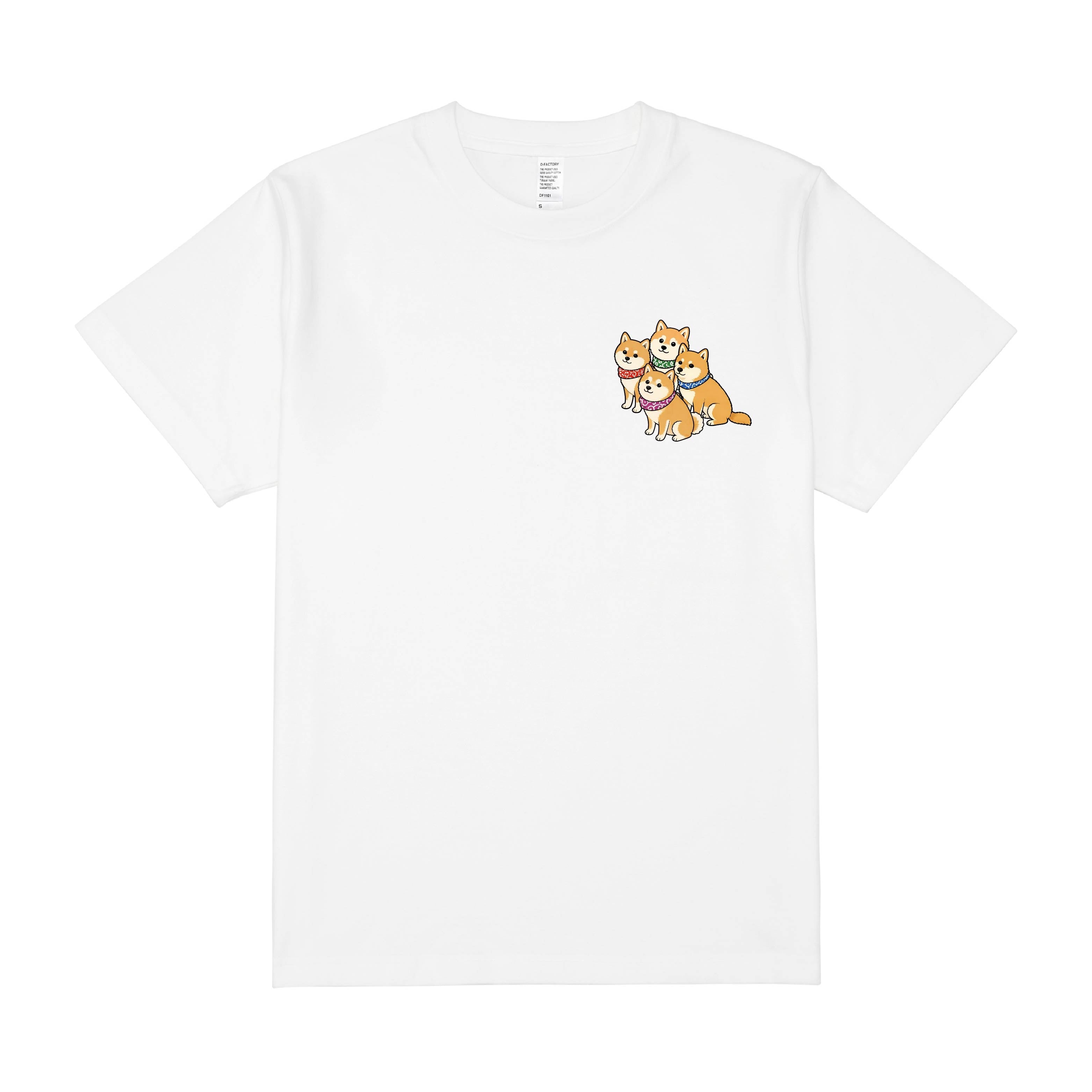 豆柴おもしろ4兄妹「わちゃわちゃ４兄妹」Tシャツ
